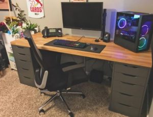 Oak Ikea Karlby Desk Setup