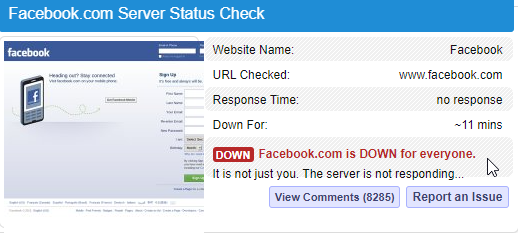 is facebook down today
