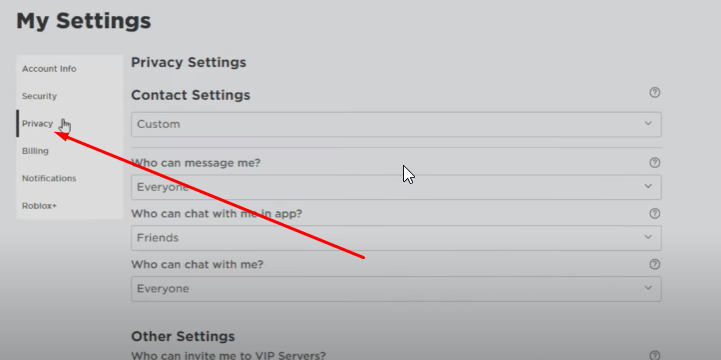 Privacy Settings In Roblox